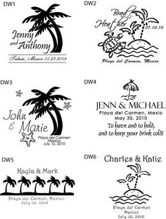 the logos for several different types of palm trees and other tropical plants in black and white