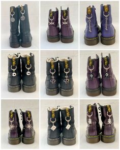 "Welcome to some of my selection of Doc Marten charms 🤗 LISTING REVAMPED 04.11.2023 - I hope you like the new style! For ease of searching the listings I shall tag them as \"Docs Pentagram\", \"Docs Skull\" etc.  Your search within the shop should bring up what you are looking for using the search style as above.  If not, then I may not yet have it listed. I shall keep adding listings as quickly as possible!  If there is something specific you require, please do message me and I shall see if I have a pendant readily available or order it in for you. Fitted with a stainless steel jump ring (for strength and longevity) onto a silver tone alloy decorative pendant bail and mounted on a platinum coloured zinc alloy spring O Rings measuring approximately 27mm outer diameter, 4mm thick with a 20 Doc Marten Charms, Dm Boots, Miss Frizzle, Men's Piercings, Leg Bones, Shaggy Long Hair, Wedding Charm, Shoe Wishlist, Pendant Bails