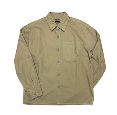 Button up long sleeve over shirt with chest pocket 100% Cotton Khaki Long Sleeve Tops With Patch Pockets, Classic Long Sleeve Shirt With Patch Pockets, Khaki Long Sleeve Shirt With Patch Pockets, Khaki Long Sleeve Tops With Buttoned Pockets, Everyday Long Sleeve Shirt With Placket, Long Sleeve Shirt With Placket For Everyday, Classic Long Sleeve Tops With Buttoned Pockets, Solid Color Long Sleeve Tops With Patch Pockets, Solid Long Sleeve Tops With Patch Pockets