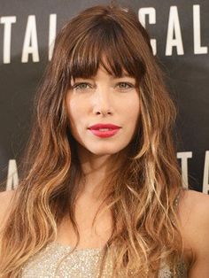 Jessica Biel Hair, Hair Color Flamboyage, Brunette Bangs, Balayage Blond, Ombre Highlights, Ombre Hair Blonde, Real Hair Wigs, Loose Waves Hair