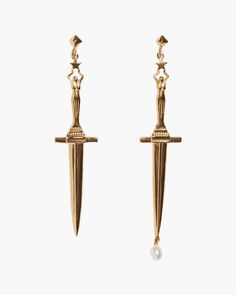 Pamela Love | Dagger Earrings | Olivela Mini Dagger Earrings, Jewelry Drawings, Fest Ideas, How To Wear Rings, Art Nouveau Earring, Dagger Earrings, Ren Fest, Jeweled Shoes, Pamela Love