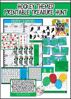 hockey themed printable treasure hunt with instructions for the players and their team's numbers