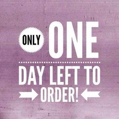 one day left to order sign with an arrow pointing in the opposite direction on a purple background