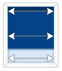 two arrows pointing in opposite directions on a blue and white background with the same color