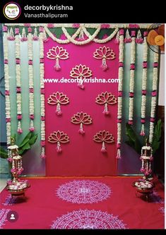 Durga Devi Decoration Ideas, Godhuma Rai Decoration, Indian Backdrop Decoration, Pelli Kuturu Decoration At Home, Pelli Kuturu Decoration, Pellikuturu Decoration At Home, Valaikappu Decoration Ideas, Puja Backdrop Decor