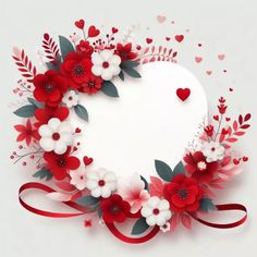 a paper heart with flowers and hearts around it