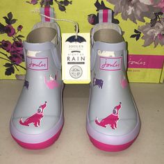 Joules Rain Boots Playful Non-slip Rain Boots With Round Toe, Playful Non-slip Round Toe Rain Boots, Playful Non-slip Boots With Round Toe, Pink Non-slip Rain Boots With Round Toe, Pink Waterproof Rain Boots With Round Toe, Casual Pink Slip-on Boots, Pink Non-slip Boots With Round Toe, Playful Pink Boots With Round Toe, Pink Playful Boots With Round Toe