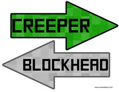 an arrow pointing to the word creeper and blockhead