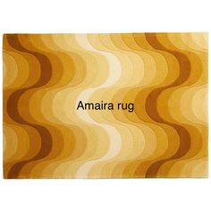 an orange and yellow rug with wavy waves on the top, in front of a white background