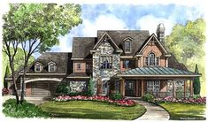 this is an artist's rendering of the front elevation of these european house plans