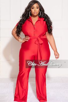 Polyester% 82 Spandex% 18 Model is wearing 1x Stretchy Jumpsuit, Chic And Curvy, Final Sale, Jumpsuit Romper, Button Up, Jumpsuit, Spandex, Plus Size, Collar