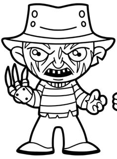 a cartoon character with an evil look on his face and hands, holding a knife