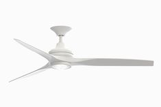 a white ceiling fan against a white background