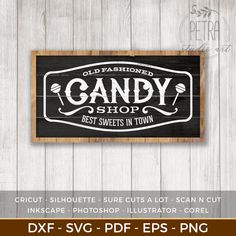 a wooden sign with the words candy shop on it