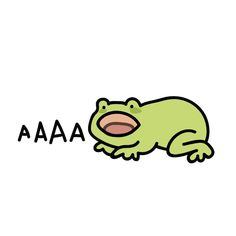 a cartoon frog with the word aaaa above it's eyes and mouth open