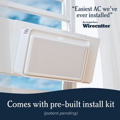 an advertisement for a new air conditioner with the words, comes with pre - built install kit