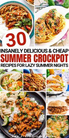 summer crockpot recipes Easy Dump Dinners Crock Pot, Crockpot Recipes Weeknight Meals, Simple Meals Crockpot, Whole Meal Crockpot Recipes, Crockpot Whole Food Recipes, Crockpot Light Recipes, Late Summer Crockpot Recipes, Crockpot Recipes Budget Friendly, Slow Cooker Family Recipes