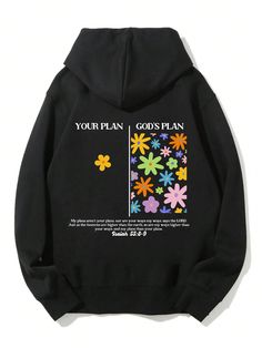 The Blooming Beauty Hoodie is a must-have for any fashion-forward woman this spring/summer season. Its eye-catching floral design and stylish slogan make it a statement piece, perfect for any casual or athleisure outfit. Made with quality materials, this hoodie not only looks great but also provides ultimate comfort. Color : Black Style : Casual Pattern Type : Letter, Plants, Slogan Details : Drawstring, Pocket Type : Pullovers Neckline : Hooded Sleeve Length : Long Sleeve Sleeve Type : Drop Sho Athleisure Outfit, Slogan Sweatshirt, Plus Size Halloween, Sweatshirt For Women, Sweatshirts Pattern, Sports Sweatshirts, Round Neck Sweatshirts, Athleisure Outfits, Comfort Color