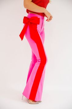 HOLIDAY SEASON FLARES FLARES Judith March SMALL PINK Cool Christmas Outfits, Pink Christmas Clothes, Colors That Go With Pink, Funky Pants Outfits, Barbie Looks Outfits, Pink And Red Birthday, Pink Red Outfit, Red And Pink Outfit, Pink And Red Outfit