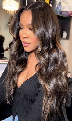 Highlights On Black Women, Wig Reinstall, Ideas For Long Hair, Dreadlock Hair, Brown Hair With Blonde Highlights, Hair Cute, Cute Ideas, Hair Flip, Dye My Hair