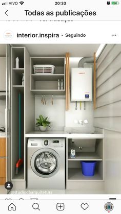 an image of a small laundry room with washer and dryer in the corner