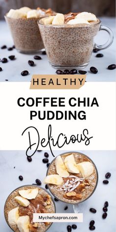 coffee chia pudding with bananas and chocolate chips