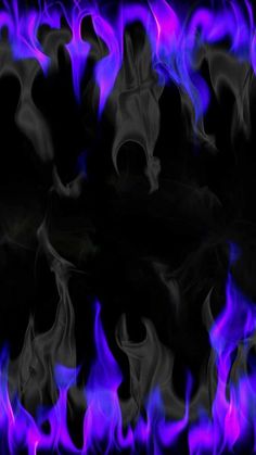 blue and purple fire flames against a black background