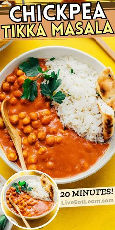 Photo of chickpea tikka masala. Text reads - 20 minutes