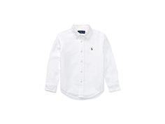 Polo Ralph Lauren Kids Cotton Oxford Sport Shirt (Little Kids) - Boy's Long Sleeve Button Up : White : , Timelessly tailored with a button-down collar, and box-pleated back yoke, the Polo Ralph Lauren Kids Cotton Oxford Sport Shirt is a comfortable classic you can dress up or down. This lightweight top features long sleeves with button-barrel cuffs, front button placket, and a multicolored signature embroidered pony at the left chest. Shirttail hemline. 100% cotton. Machine wash cold, tumble dry Polo Ralph Lauren Kids, Ralph Lauren Kids, Sport Shirt, Lightweight Tops, Boys Long Sleeve, Sports Shirts, Button Placket, Kids Boys