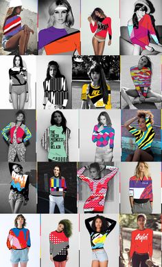 the collage shows many different images of women in colorful clothes and clothing, with one woman