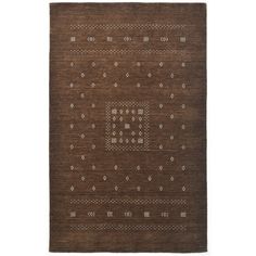 a brown rug with white designs on it