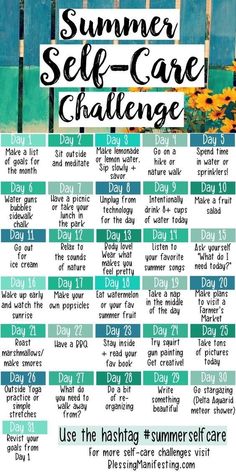 Summer Self Care, Self Care Challenge, Activities Printable, Things To, Helpful Things, Spa Water, Vie Motivation, Summer Bucket Lists, Self Care Activities