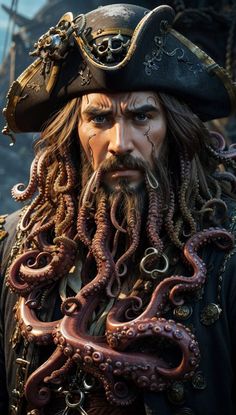 an image of a pirate with octopus tentacles