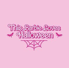 this barbie loves halloween wallpaper is pink and has purple bats on the bottom,