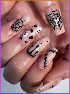 Get into the Halloween spirit with these spooky nail designs for 2024! From creepy cobwebs to ghostly ghouls, these nails will add a hauntingly chic touch to your look. 🕸️ Perfect for any Halloween event, explore creative styles that bring out the fright in a fashionable way. Discover more and get inspired for your next manicure! #HalloweenNails #SpookyStyle #NailArt Spiderweb Nails, Spider Web Nails, Web Nails, Dripping Blood, Black Halloween Nails, Horror Nails, Holloween Nails, Halloween Acrylic