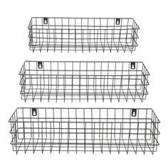 three wire baskets with handles on each side