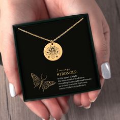 Celebrate transformation and personal growth with this stunning luna moth necklace featuring a beautifully engraved luna moth pendant. This decorative luna moth design captures the essence of resilience, serving as a daily reminder of inner strength and beauty. With a truly inspirational message, this gift is perfect for anyone going through a period of personal growth or seeking a symbol of spiritual transformation. This meaningful necklace is an ideal encouragement gift for a friend, family me Spiritual Butterfly Pendant Necklace Gift, Spiritual Butterfly Pendant Necklace For Gift, Nature-inspired Necklace With Butterfly Charm, Spiritual Butterfly Charm Necklace For Gift, Spiritual Butterfly Charm Necklace As Gift, Spiritual Necklace With Butterfly Charm As Gift, Luna Moth Design, Moth Pendant, Moth Necklace