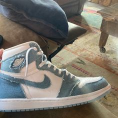 Bought The Shoe A Year Ago Only Wore The Shoe One Time Inside The House I Have Original Box Jordan 1 Blue, Jordans For Men, Jordan 1 Retro High, Jordan 1 Retro, A Year Ago, Denim Shop, Jordan 1, A Year, The House