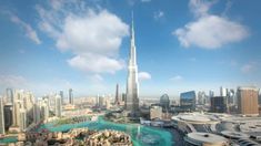 an aerial view of the burj tower in dubai