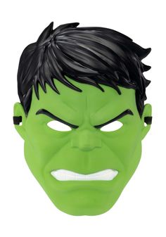 a green mask with black hair on it's face and eyes, as if in the incredible spider - man movie