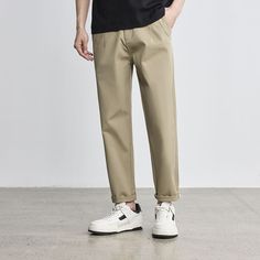 Casual Pants Polyester Pants, Suit Shirts, Pencil Pants, Type Of Pants, Grey Khakis, Mens Pants Casual, Mens Trousers, Straight Pants, Cotton Pants