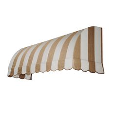 a brown and white striped awning on a white background