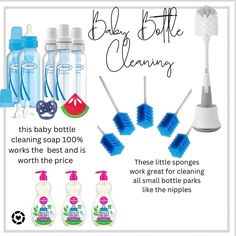 the baby bottle cleaning kit is shown with its contents and instructions to use it as a dispenser