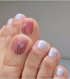 Flower Pedicure Designs, Flower Pedicure, Flower Toe Nails, Pedicure Designs, Cute Acrylic Nail Designs