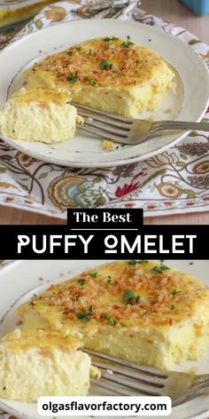 the best puffy omelet recipe is on this plate and it's ready to be eaten