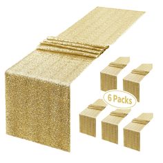 6 packs of gold glitter table runners