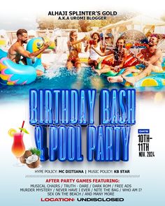 flyer design for birthday bash Design For Birthday, Musical Chairs, Truth And Dare, Free Ads, Birthday Bash, Pool Party, Party Games, Flyer Design, Pool