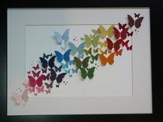 a group of colorful butterflies in a black frame