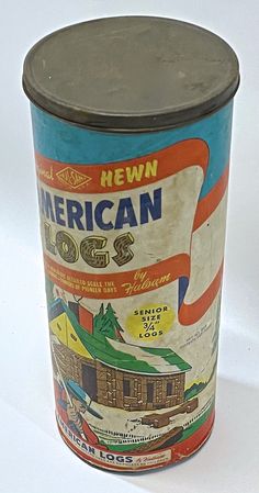 an old tin can with the american flag painted on it's lid and bottom