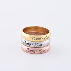 Wedding Rings are 14k Solid GOLD ( not filled or plated).  Gold wedding ring set in 14k Gold, Rose Gold, White Gold. Your name, Names of people you love the most, Coordinates that you find the closest to your heart,  #weddingring #14kgoldring #weddingband #weddingringset #goldweddingband #personalizedring #personalizedweddingring #engagementring #promisering #classicweddingband Customizable 14k Gold Wedding Ring, Customizable 14k Gold Stackable Wedding Rings, Minimalist Wedding Rings With Custom Name, Minimalist Wedding Rings With Names, Minimalist Custom Name Wedding Rings, Personalized Couple Rings With Round Band For Wedding, Custom Name Engraved White Gold Wedding Ring, Minimalist Customizable Stackable Wedding Rings, Custom Name Stackable 14k Gold Rings For Wedding